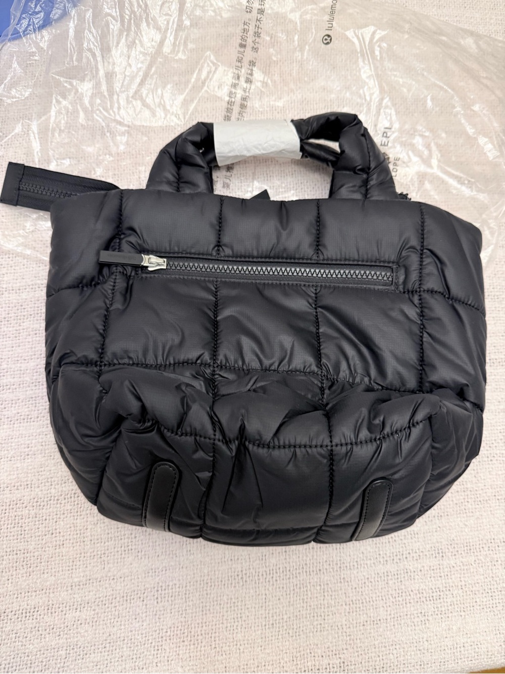 lululemon athletica Small Black Quilted Puffer Tote